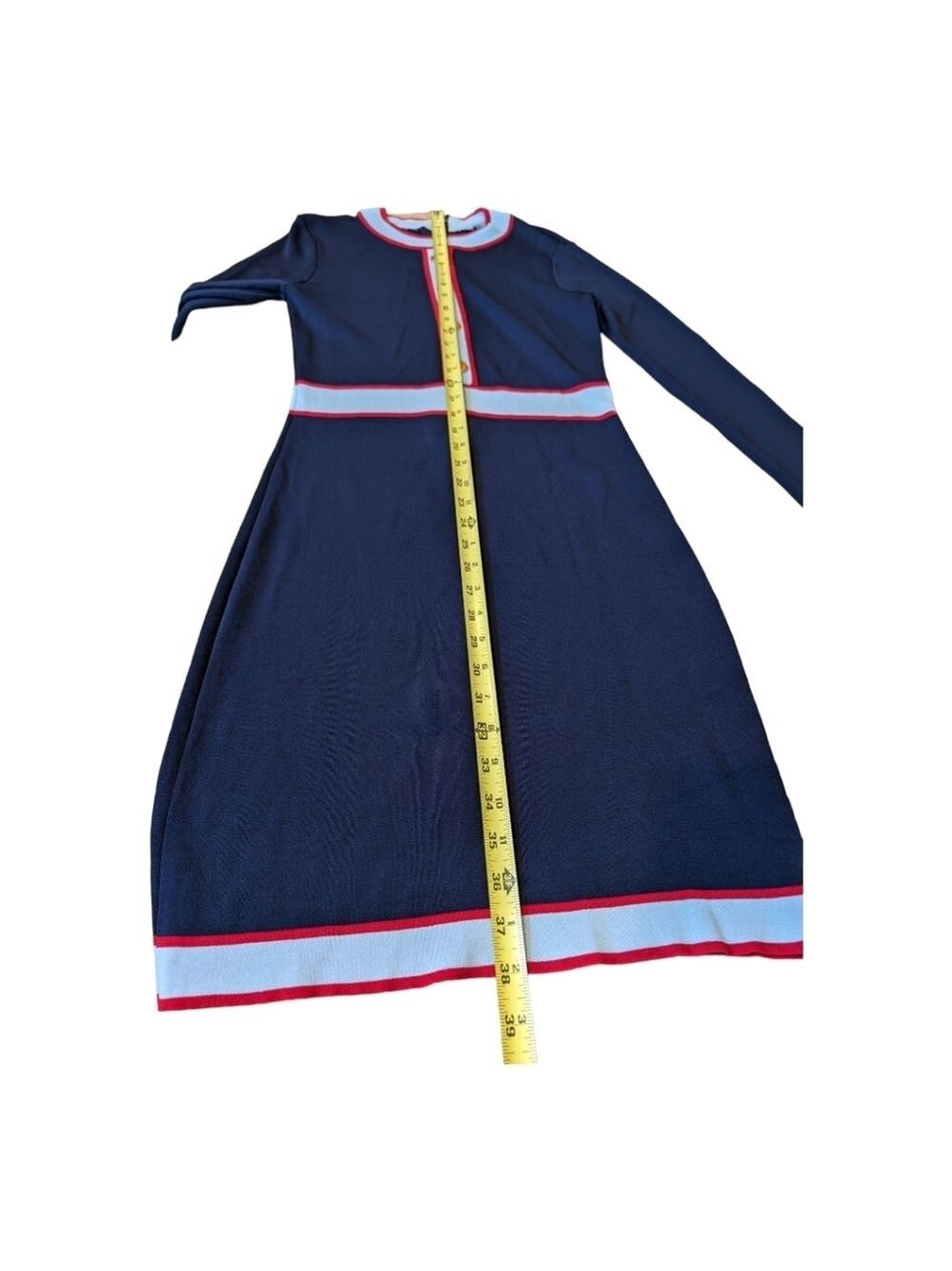 Alexia Admor Betty Red, Lte Blue & Navy color block knit dress Size Medium EUC - Picture 6 of 10